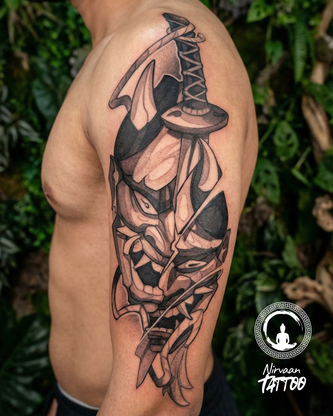 Hannya mask tattoo